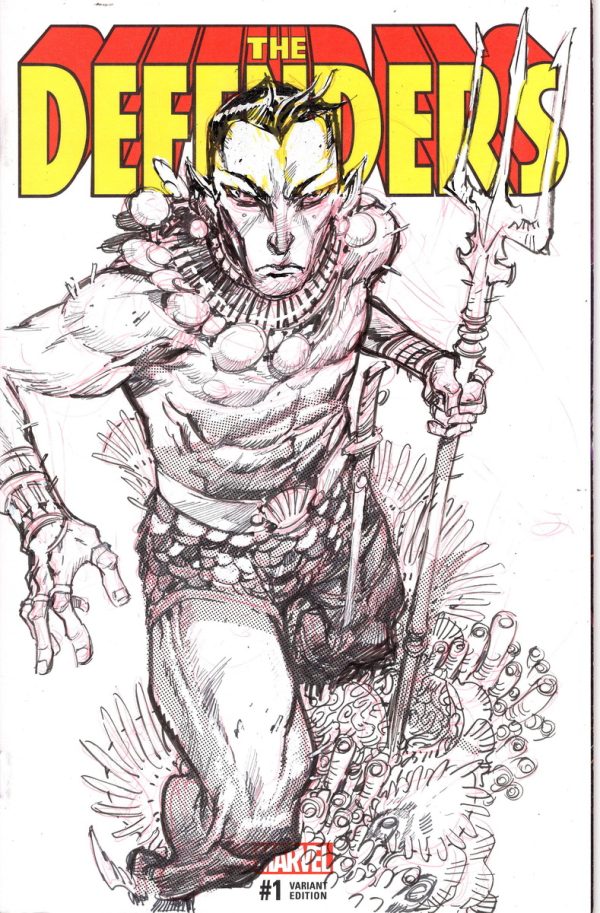 Namor on Defenders Sketch Cover by Eric Canete