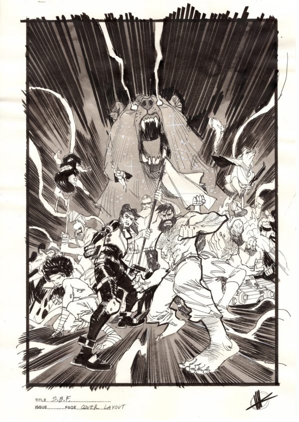 Shirtless Bear-Fighter! 2 #7 Cover art Layout by Matteo Scalera