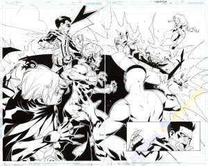 Teen Titans #7 p.02-3 Double Page Spread by Wade von Grawbadger