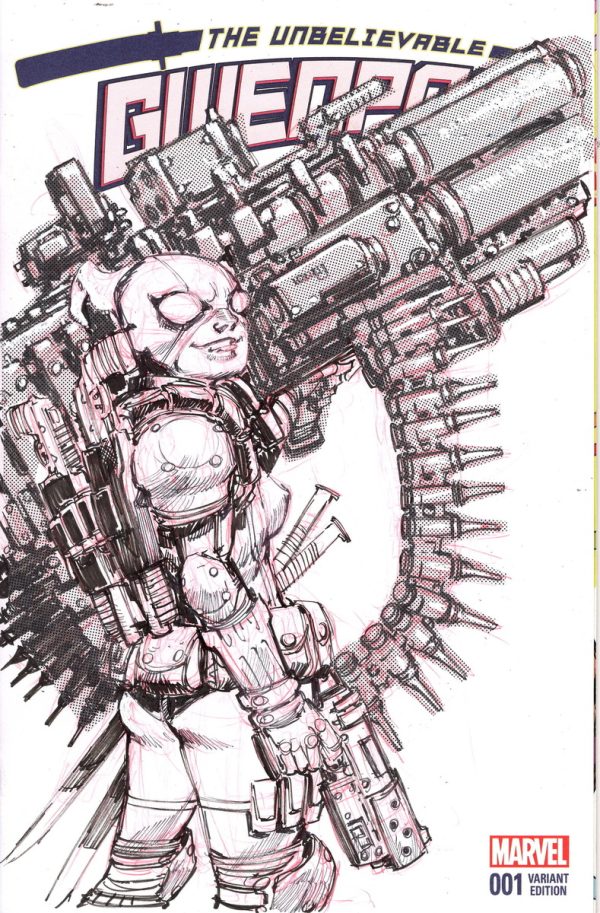 Gwenpool with Gun on Sketch Cover by Eric Canete