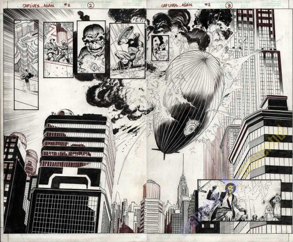 Captain America #18 p.02-3 double page spread by Lee Weeks