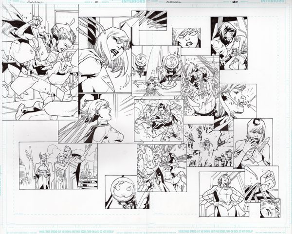 Supergirl #20 Pages 10 and 11 Double Page Spread by Mahmud Asrar